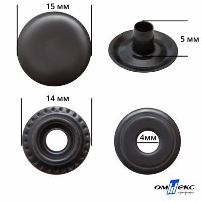 Кнопка металлическая кольцевая, 15 мм (уп. 720+/-20 шт), цвет оксид - купить в Симферополе. Цена: 1 286.95 руб.