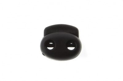 8049ТН Фиксатор пластиковый двухдырочный, 23х20 мм, цвет чёрный - купить в Симферополе. Цена: 1.37 руб.