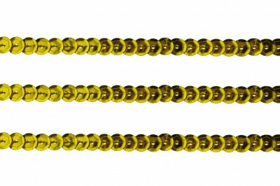 Пайетки "ОмТекс" на нитях, SILVER-BASE, 6 мм С / упак.73+/-1м, цв. А-1 - т.золото - купить в Симферополе. Цена: 468.37 руб.