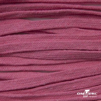 Шнур плетеный d-8 мм плоский, 70% хлопок 30% полиэстер, уп.85+/-1 м, цв.1029-розовый - купить в Симферополе. Цена: 735 руб.