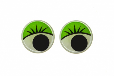 Глазки для игрушек, круглые, с бегающими зрачками, 15 мм/упак.50+/-2 шт, цв. -зеленый - купить в Симферополе. Цена: 113.01 руб.