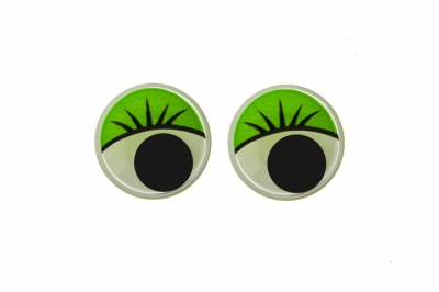 Глазки для игрушек, круглые, с бегающими зрачками, 12 мм/упак.50+/-2 шт, цв. -зеленый - купить в Симферополе. Цена: 95.04 руб.