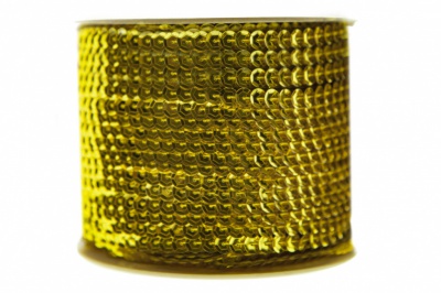 Пайетки "ОмТекс" на нитях, SILVER-BASE, 6 мм С / упак.73+/-1м, цв. 7 - св.золото - купить в Симферополе. Цена: 468.37 руб.