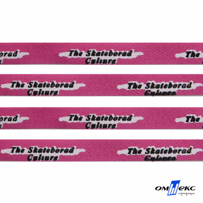 Тесьма отделочная (киперная) 10 мм, 100% хлопок,"THE SKATEBOARD CULIURE"(45 м) цв.121-26 -яр.розовый - купить в Симферополе. Цена: 850.62 руб.