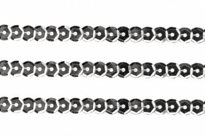 Пайетки "ОмТекс" на нитях, SILVER-BASE, 6 мм С / упак.73+/-1м, цв. 1 - серебро - купить в Симферополе. Цена: 468.37 руб.