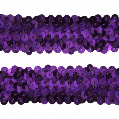 Тесьма с пайетками 12, шир. 30 мм/уп. 25+/-1 м, цвет фиолет - купить в Симферополе. Цена: 1 098.48 руб.