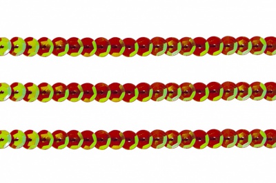 Пайетки "ОмТекс" на нитях, CREAM, 6 мм С / упак.73+/-1м, цв. 96 - красный - купить в Симферополе. Цена: 484.77 руб.